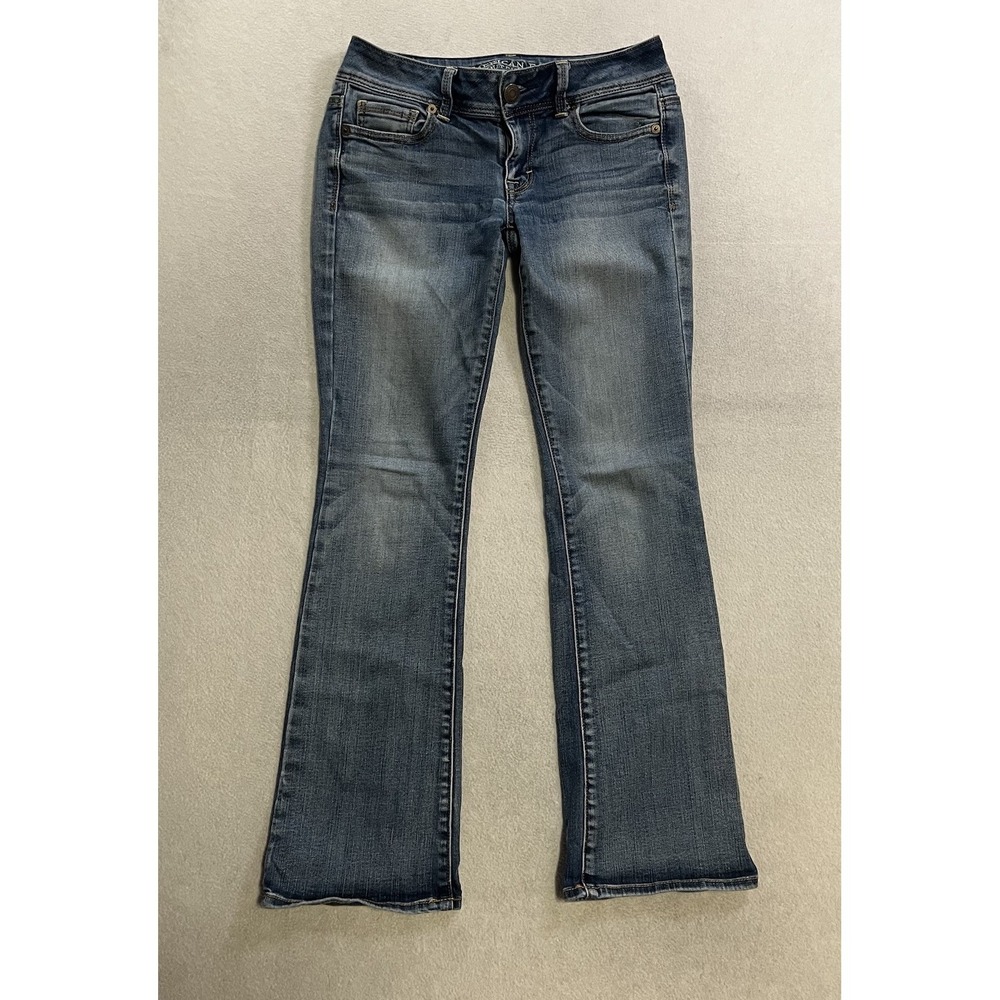 American Eagle Kick Boot Jeans Women's Size 2 Short Blue Denim Super Stretch